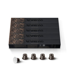 Nespresso paquete frontal mostrando 50 cápsulas y conveniencia de uso