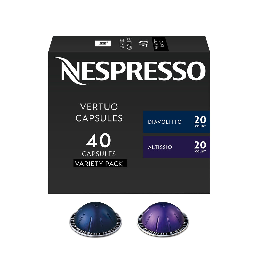 Nespresso pack frontal mostrando 40 cápsulas y variedad intensa