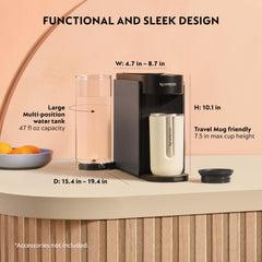 Nespresso Vertuo Up rotating water tank positioned for flexible countertop placement