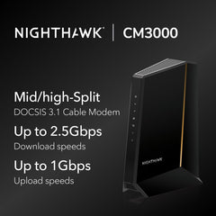 NETGEAR Nighthawk CM3000 puerto 2.5G listo para conexión multi‑gig