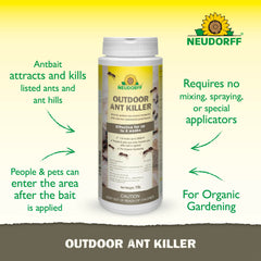 Detalle de los gránulos Neudorff Ant Killer mostrando textura fácil de aplicar