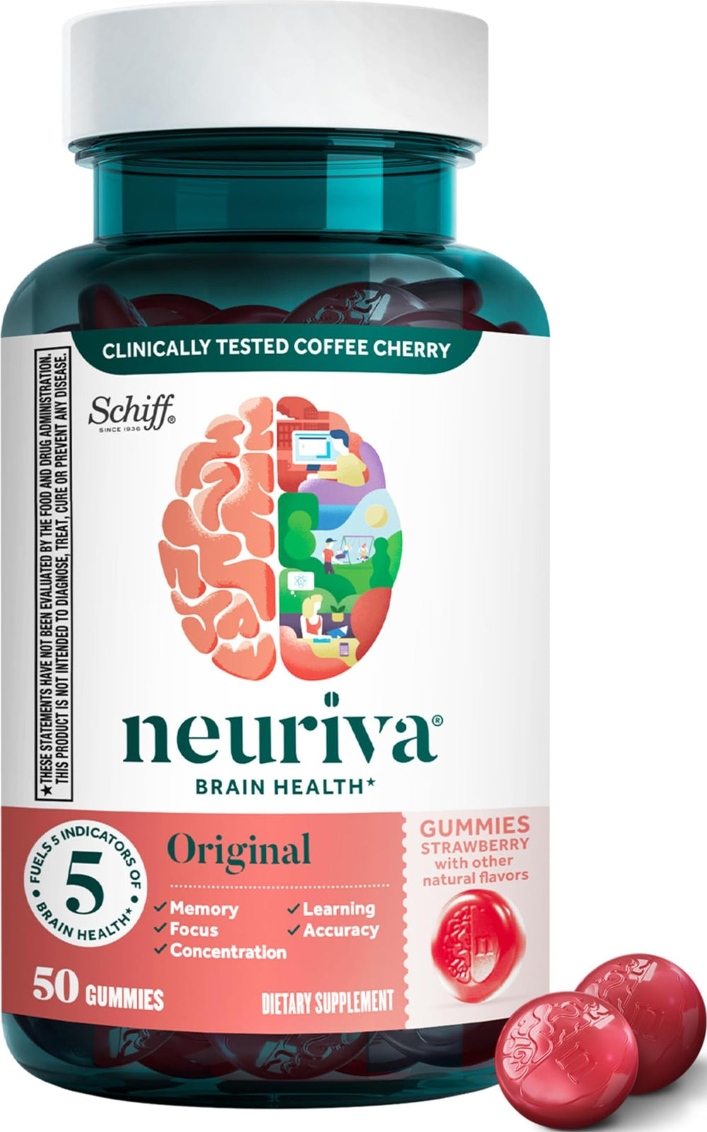 NEURIVA envase frontal fresa mostrando cantidad y beneficio cognitivo