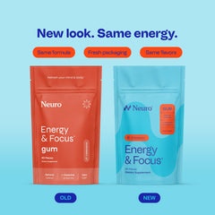Neuro envase abierto con chicles visibles, práctico para consumo inmediato