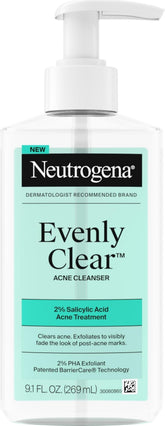 Neutrogena frontal del limpiador mostrando diseño y beneficio limpieza profunda