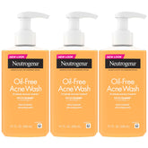 Neutrogena frente del pack de tres botellas, conveniente para rutina diaria