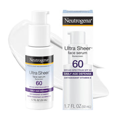 Neutrogena frente del envase mostrando el suero SPF 60 y su beneficio de protección alta