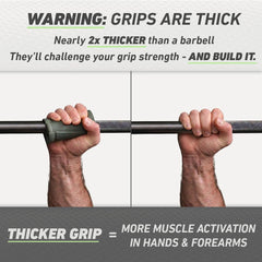 New Growth N-Gage Grips EZ colocado en barra olímpica mejora alineación articular