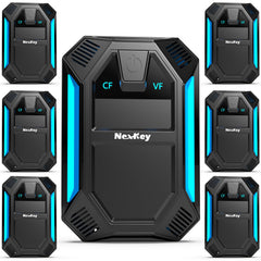NexKey vista frontal del paquete de seis unidades mostrando diseño compacto y enchufe