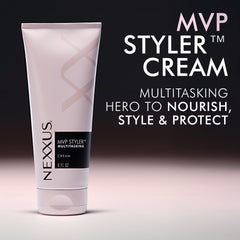 Nexxus mano sosteniendo frasco de 6 oz mostrando tamaño real práctico