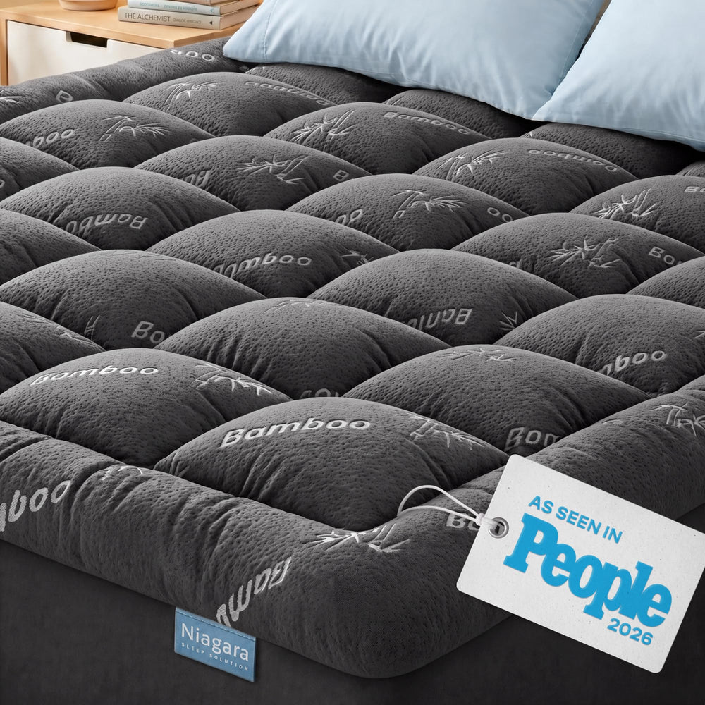 Niagara Sleep Solution vista frontal del topper empaquetado para entrega y facilidad de manejo