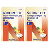 Nicorette chicle frente del envase mostrando cantidad y sabor Fruit Chill