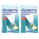 Nicorette envase frontal White Ice Mint mostrando beneficio de alivio de antojos