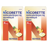 Nicorette paquete frontal Fruit Chill mostrando cantidad y diseño, ayuda portable