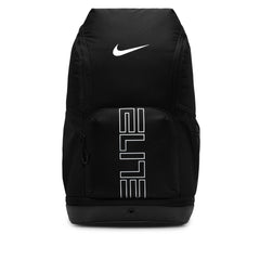 Nike mochila Varsity Elite vista frontal con almacenamiento visible y estilo urbano