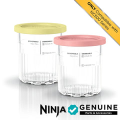 Tapas coral y amarillo de Ninja CREAMi que permiten identificar sabores y conservar frescura
