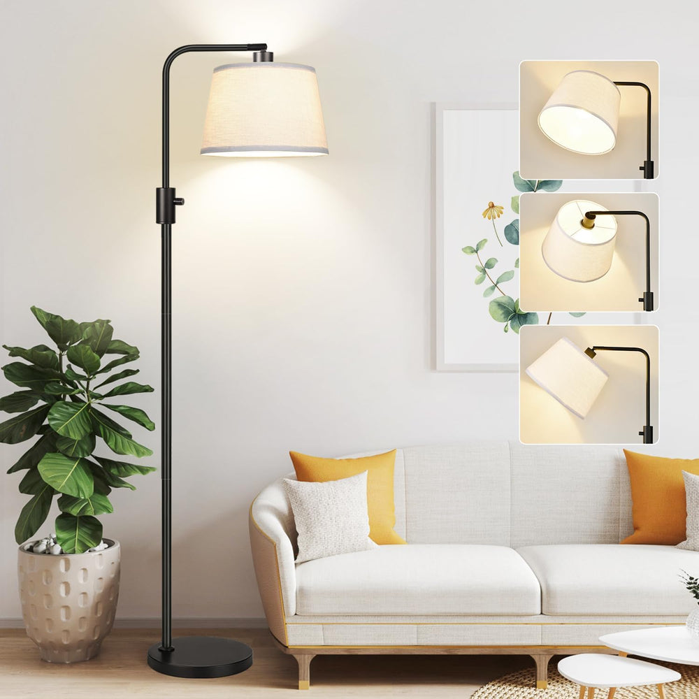 Nintiue lámpara de pie frontal en negro, ilumina sala con estilo