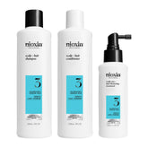 Nioxin kit 3 frontal mostrando packaging profesional y beneficio de mayor volumen
