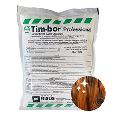 Nisus Tim-BOR envase frontal mostrando etiqueta y peso, protección clara