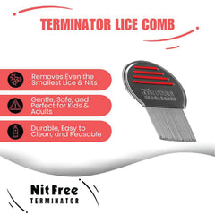 Nit Free Terminator primer plano de dientes microacanalados para extracción precisa