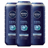 NIVEA MEN imagen frontal del pack tres botellas, presentación y tamaño práctico
