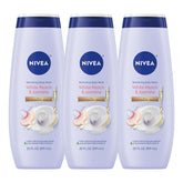 NIVEA pack frontal con tres botellas mostrando ahorro y fragancia