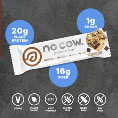 No Cow primer plano chispas de chocolate realzando sabor y textura