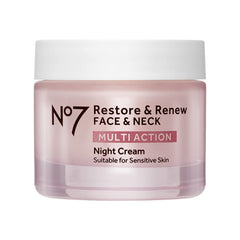 No7 crema nocturna frontal mostrando el frasco y beneficio de hidratación profunda