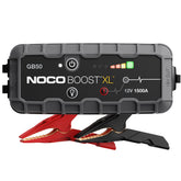 NOCO GB50 vista frontal mostrando controles y puerto USB-C, seguridad inmediata