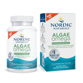 Nordic Naturals frasco frontal de Algae Omega mostrando diseño y cantidad