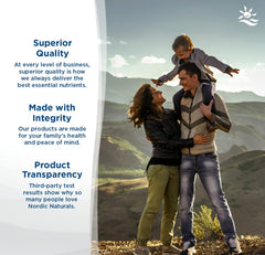 Nordic Naturals gomitas en mano mostrando porción cotidiana y portabilidad