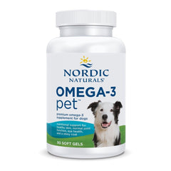 Nordic Naturals frasco 90 cápsulas para perros mostrando envase y beneficios