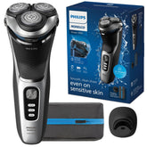 Philips Norelco 3900 vista frontal color storm blue, diseño ergonómico y fácil manejo