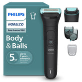 Norelco recortadora frontal mostrando diseño ergonómico y control cómodo