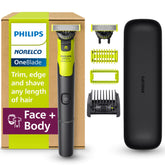 Norelco OneBlade 360 frontal con kit completo mostrando versatilidad
