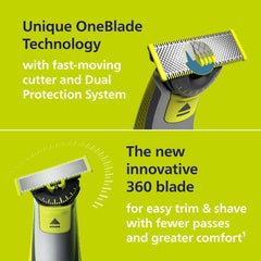 Philips Norelco OneBlade con peine 5en1, kit corporal y cable USB incluidos