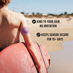 NOT JUST A PATCH parche Air en uso en brazo, fija sensor durante actividad
