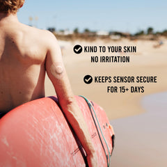 Not Just A Patch puesta sobre sensor Freestyle Libre 3 en brazo, sujeción confortable