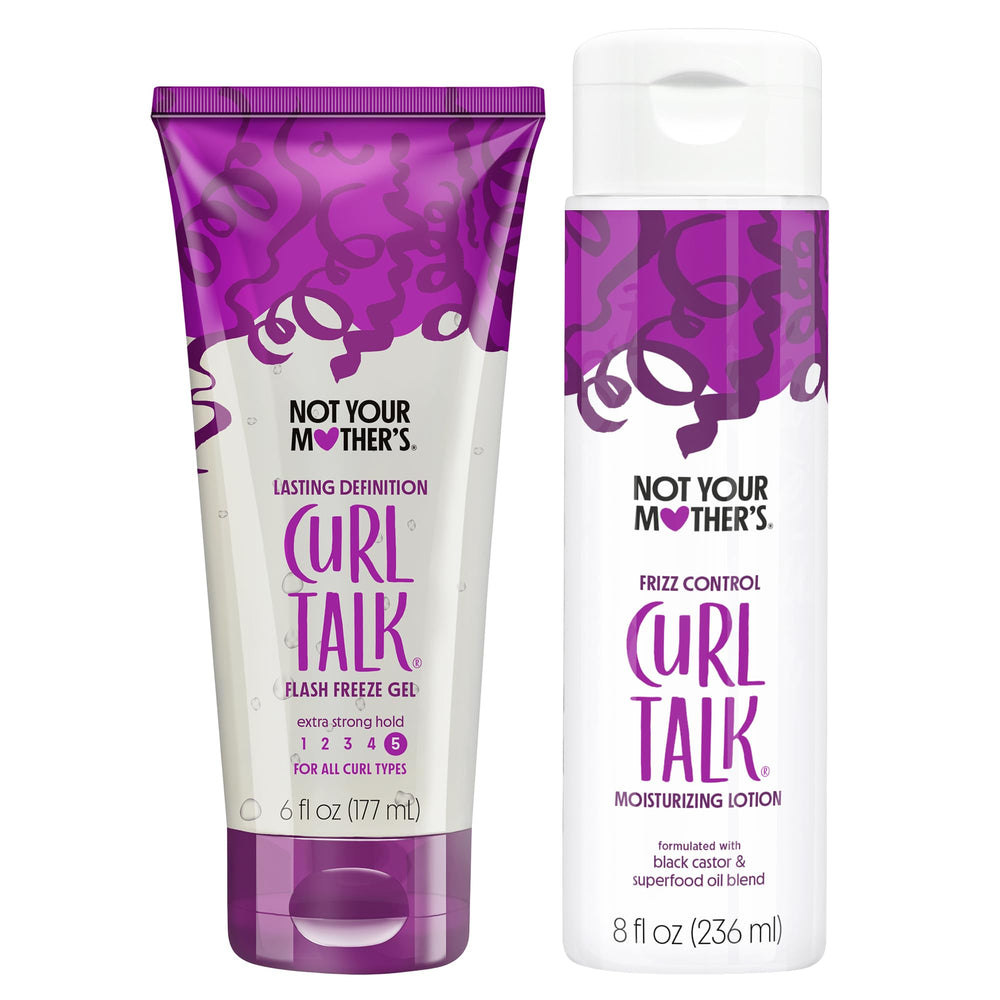 Not Your Mother's envases frontales del dúo Curl Talk mostrando diseño atractivo