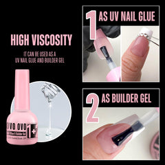 NOVO OVO textura del builder gel en gotas demostrando viscosidad y acabado sin burbujas
