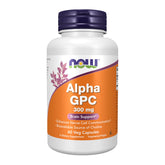 NOW Alpha GPC vista frontal con envase claro y beneficios de colina