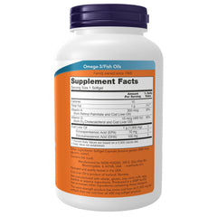 NOW Foods close-up del softgel mostrando textura brillante y claridad