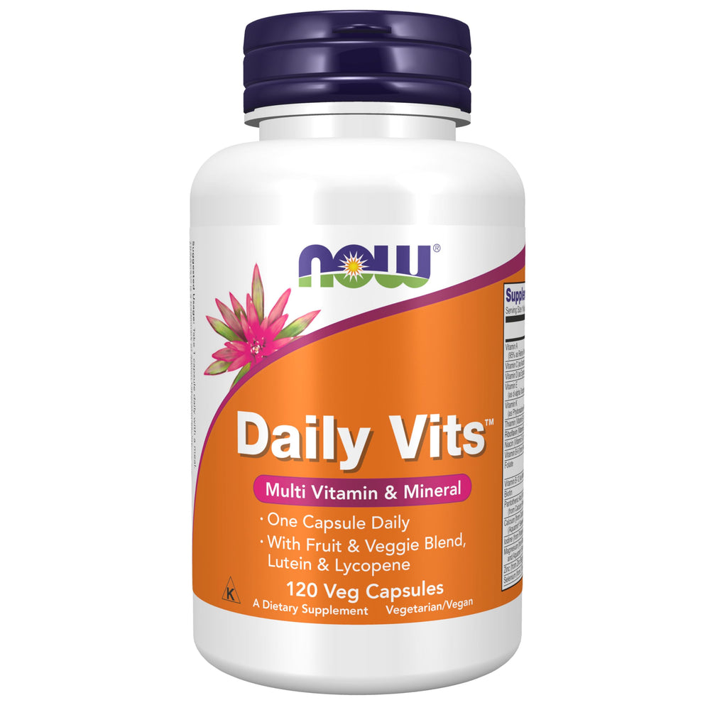 NOW Foods envase frontal mostrando el sello y beneficio multivitamínico