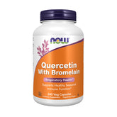 NOW Foods envase frontal mostrando quercetina y bromelina, apoyo inmune