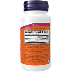 NOW Foods primer plano de cápsulas vegetales mostrando forma y tamaño