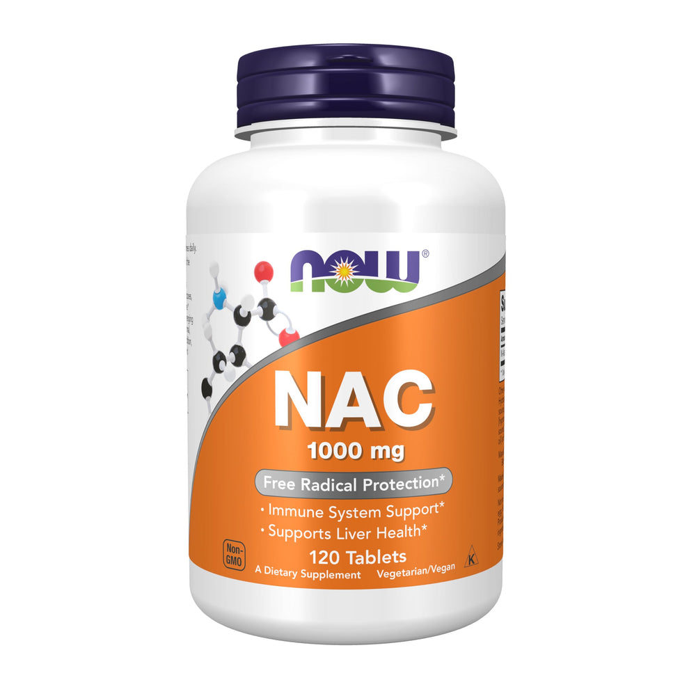 NOW Foods frontal del paquete mostrando 120 tabletas y beneficios