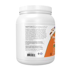 NOW Foods vaso con polvo disuelto demostrando facilidad de mezcla