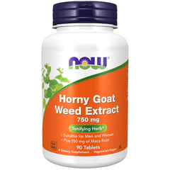 NOW Foods envase frontal de Horny Goat Weed, presentación clara y segura