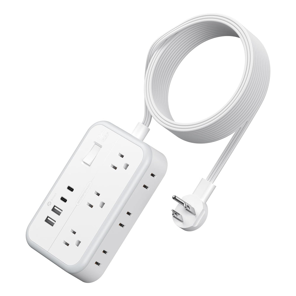 NTONPOWER regleta frontal con 6 enchufes y 4 puertos USB para múltiples dispositivos
