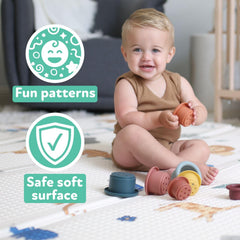 Nuby tapete en uso tummy time, apoya desarrollo y comodidad del bebé