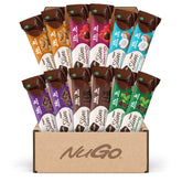 NuGo Slim caja muestra frontal mostrando 12 barras y conveniencia